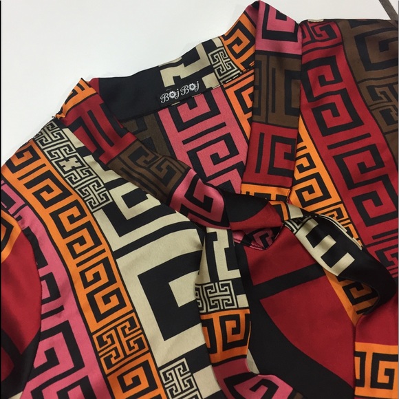 NWOT Boj Boj Multicolor Pattern Satin Like Blouse - Picture 4 of 6